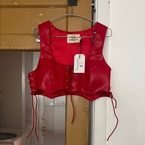 Fashion Brand Company Faux Leather crop corset